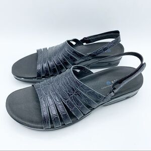 Aravon New Balance Combination Last Black Leather Sandals‎ 11 Narrow